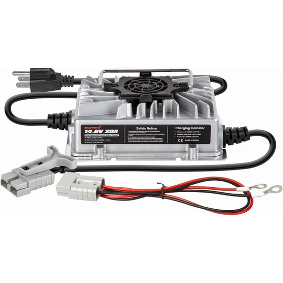 Enjoybot 14.6V 20A Lithium Battery Charger with 0V Smart Charge Function, Mountable and IP65 Waterproof AC-DC Smart Charger for 12V LiFePO4 Lithium Golf Cart Battery