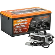 Enjoybot 36V 100Ah LiFePO4 Lithium Battery with 43.8V 12A Lithium Battery Charger, Built-in 100A BMS and Bluetooth, Max. 3840W Load Power, Peak Current 500A Perfect for Golf Cart RV Trolling Motor