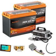 Enjoybot 36V 130Ah Bluetooth LiFePO4 Lithium Golf Cart Battery Conversion Kit 2 Batteries, Built-in 120A BMS and Self-Heating, 10 Years Lifetime with 6000+ Cycles, Peak Current 500A for Golf Cart