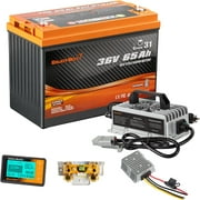 Enjoybot 36V 65Ah Bluetooth LiFePO4 Lithium Golf Cart  2496Wh Battery Conversion Kit, Built-in 120A BMS and Self-Heating, 10 Years Lifetime with 6000+ Cycles, Peak Current 500A  Perfect for Golf Cart