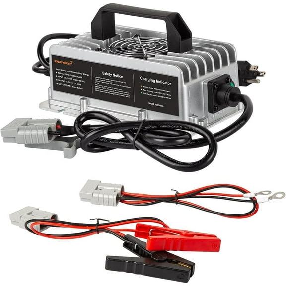 Enjoybot 43.8V 12A LiFePO4 Lithium Golf Cart Battery Charger with 0V Smart Charge Function, Mountable Dual-Purpose AC-DC Smart Charger Waterproof for 36V LiFePO4 Lithium-Iron Deep Cycle Batteries