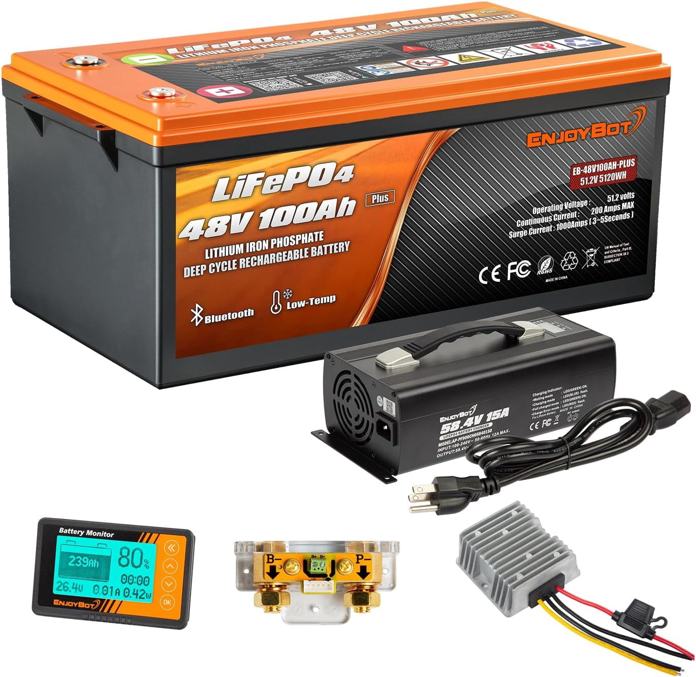 Enjoybot 48V 100Ah Plus LiFePO4 Lithium Golf Cart Battery Conversion ...
