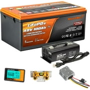Enjoybot 48V 100Ah Plus LiFePO4 Lithium Golf Cart Battery Conversion Kit, Built-in 200A BMS and Bluetooth, Low Temp Cut-Off Function and Max.10.24 kW Load Power,  Peak Current 1000A with 6000+ Cycles