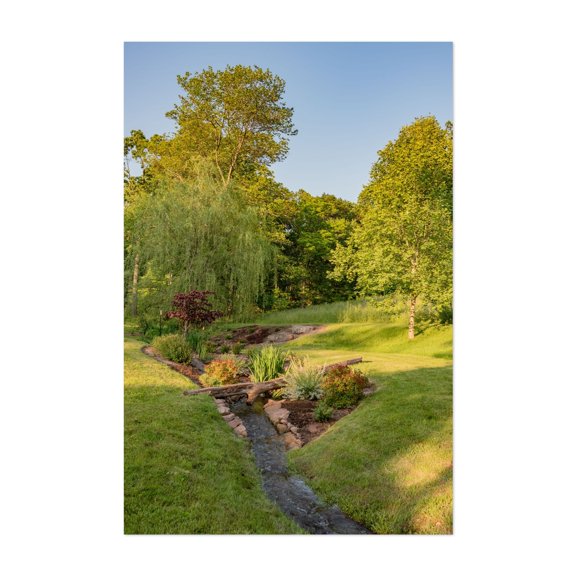 Enjoying the Brook at Sunset, York County PA - Pennsylvania Photography Garden Nature Scenic Landscape Woodland Water Botanical Unframed Wall Art Print 32 x 48 inches