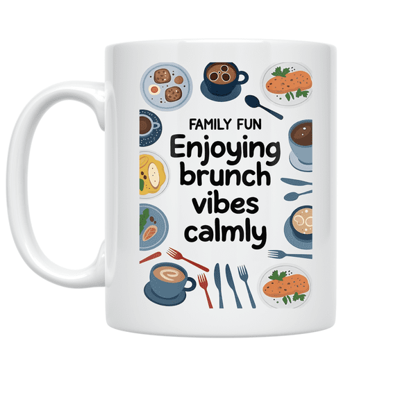 Enjoying Brunch Vibes Calmly - Brunch Enthusiast - 11 oz Ceramic Coffee Mug