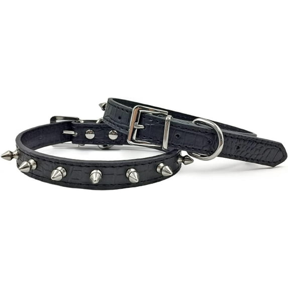 Enjoying Spiked Cat Collar, Leather Spikes Dog Collars for Cats Small Dogs, Adjustable Pet Collar with Rings
