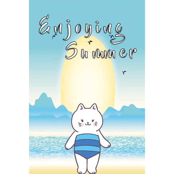 Enjoying Summer Cat notebook Version 4: Notebook graph paper 120 pages 6x9 perfect as math book, sketchbook, workbook and diary with beach cat (Paperback)