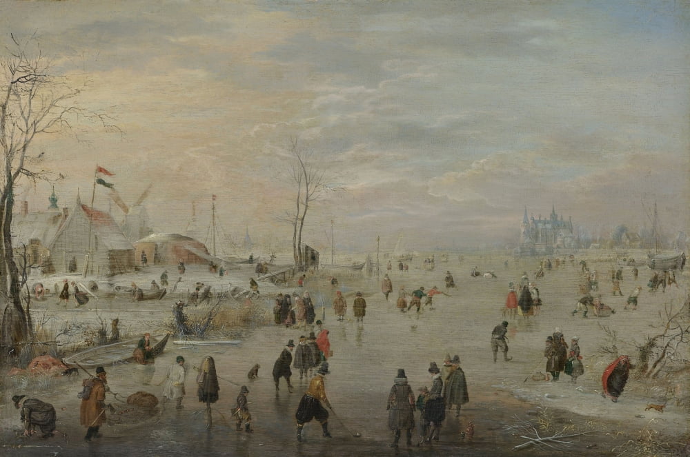 Enjoying The Ice Canvas Art - (36 x 24)