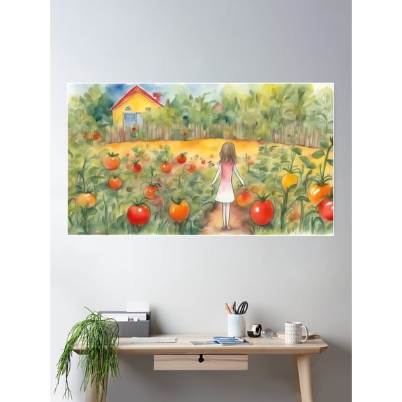 Enjoying The Tomato Garden Poster Wall Art, Modern Wall Decor For Living Room Bedroom, 8x12 UNFRAMED