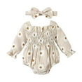 thumbnail image 1 of Enjoytime 0-18M Newborn Baby Girl Romper Soft Cute Flower Print Toddler One-Piece Jumpsuit Clothes with Hairband Long Sleeve Infant Coverall Outfit, 1 of 5