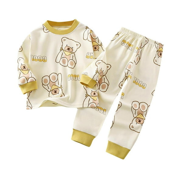 Enjoytime 0-4T Winter Baby Boy Clothes Outfit Cotton Bear Printed Long Sleeve Shirt and Pants Sets Cute Toddler Boy Pjs Playwear Outfits 2025 Baby Gifts