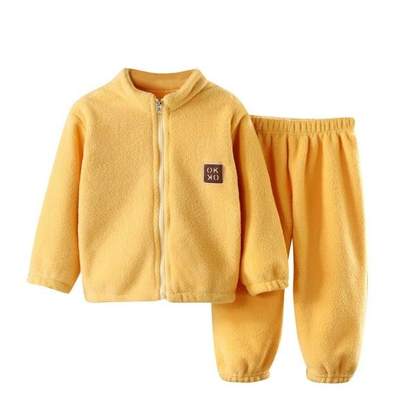 Enjoytime 1-9Y Unisex Toddler Baby Clothes Winter Zipper Neck Long Sleeve Tops+ Pants Two Piece Solid Outfit Set 2025 Baby Gifts