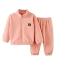 thumbnail image 1 of Enjoytime 1-9Y Unisex Toddler Baby Clothes Winter Zipper Neck Long Sleeve Tops+ Pants Two Piece Solid Outfit Set 2025 Baby Gifts, 1 of 3