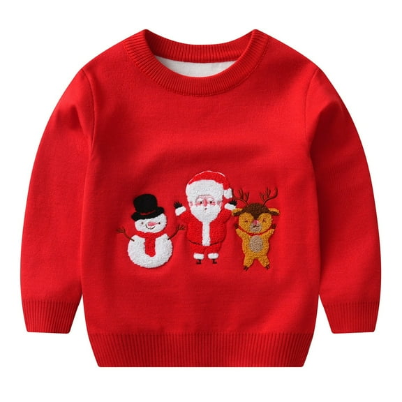 Enjoytime 2-7 Years Christmas Sweater Baby Girl Fall Outfits Newborn Cartoons Printed Knit Sweater Crewneck Pullover Long Sleeve Toddler Baby Boy Fall Clothes