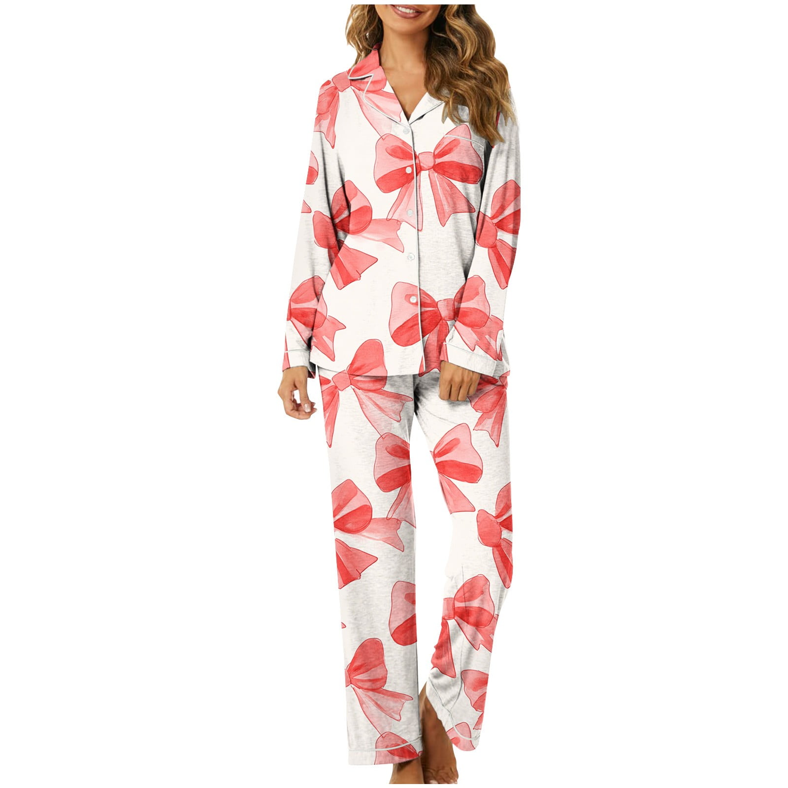 Amanda Blu Women's 2-Piece Pajama Set - Super Soft Sleep & Lounge Wear, V-Neck Top & Pants - View #8