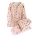 thumbnail image 1 of Enjoytime 2 Piece Lounge Set Women Cute Printed Crew Neck Button Down Blouses with Pants Sleepwear Long Sleeve Winter Warm Outfits Comfy Fall Pajamas, 1 of 3