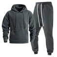 thumbnail image 1 of Enjoytime 2 Piece Set for Men Round Neck Long Sleeve Hoodies Elastic Waist Pants Solid Color Sweat Suits Casual Workout Plus Size Outfits, 1 of 7