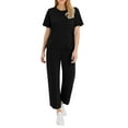 thumbnail image 1 of Enjoytime 2 Piece Sets for Women Summer Fashion Crewneck Short Sleeve Tops Loose Pants Loungewear Solid Color Casual Vacation Travel Outfits, 1 of 8