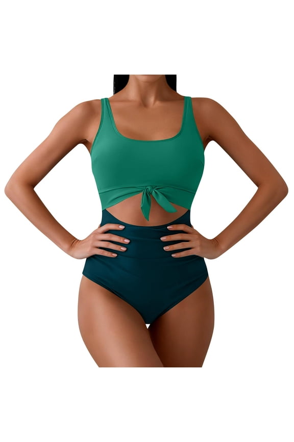 2 Piece Swimsuit for Women Color Block High Waisted Bikini Sets Sporty Bathing Suits