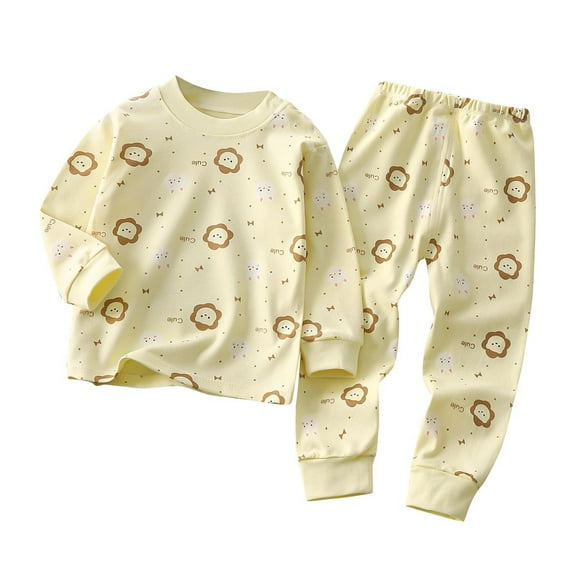 Enjoytime 2Pcs Baby Girl Clothes Winter Long Sleeve Cartoons Printed Pajamas Sets Clothes Baby Boy Gifts 0-8Y on Clearance
