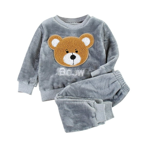 Enjoytime 2Pcs Unisex Baby Boy Outfits Fashion Cute Print Winter Long Sleeve Pajama Sets Pullover Loungewear Sleepwear Newborn Baby Girl Clothes 1-7T