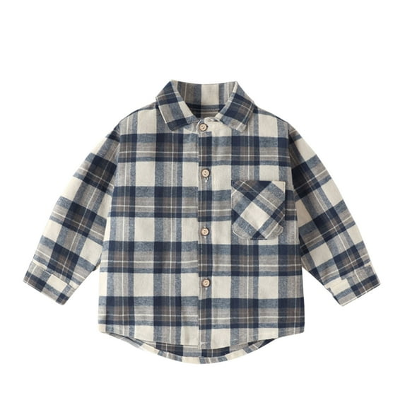 Enjoytime 3-10 Years Baby Boys Girls Button Down Shirt Toddler Kids Long Sleeve Plaid Shirts Tops Classic Casual Fall Clothes