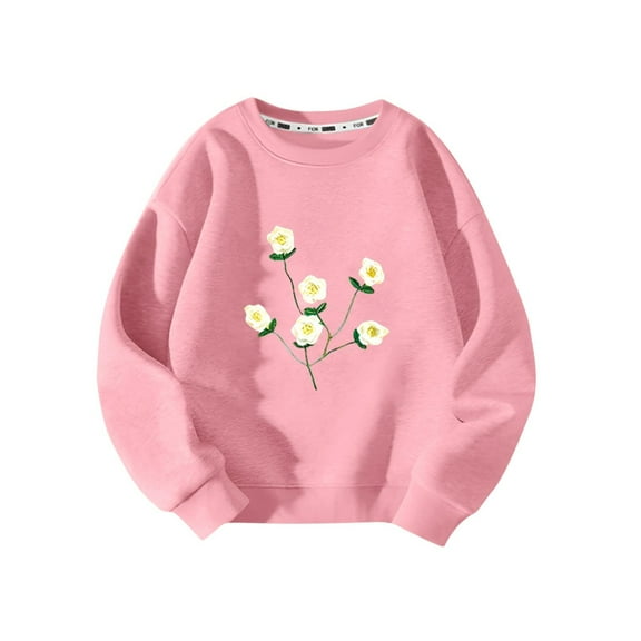 Enjoytime 3-13 Years Toddler Baby Girl Outfit Floral Printed Sweatshirt Crewneck Pullover Long Sleeve Shirt Fall Winter Baby Clothes 2025