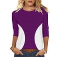 thumbnail image 1 of Enjoytime 3/4 Length Sleeve Womens Tops Patchwork Round Neck Dressy Blouses Spring Trendy Business Casual Shirts, 1 of 8