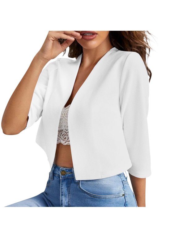 3/4 Sleeve Blouses for Women Solid Color Business Casual Outwear Tops Fall Trendy Fashion Shirts