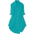 thumbnail image 1 of Enjoytime 3/4 Sleeve Tops for Women Solid Color Lapel Business Casual Long Blouses Fall Winter Fashion Work Womens Button Down Shirt Army Green XXL, 1 of 6