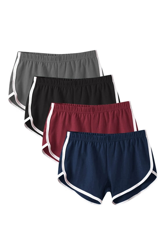 4 Pack Womens Shorts Casual Patchwork Elastic Waist Athletic Summer Travel Outdoor Plus Size Shorts Multicolor XXL