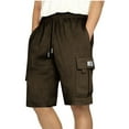 thumbnail image 1 of Enjoytime Athletic Shorts for Men Solid Color Elastic Drawstring Waist Loose Gym Shorts for Casual Travel Workout Brown M, 1 of 6