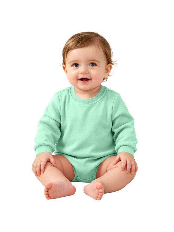 Baby Romper Crew Neck Long Sleeve Bodysuit Top Solid Color Soft Infant Onesie for Boys Girls 0-24 Months