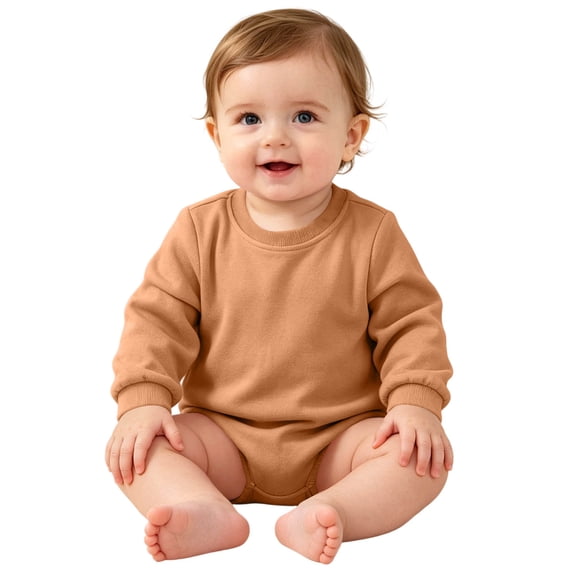 Enjoytime Baby Romper Crew Neck Long Sleeve Bodysuit Top Solid Color Soft Infant Onesie for Boys Girls 0-24 Months