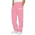 thumbnail image 1 of Enjoytime Baggy Sweatpants Men Printed Straight Leg Loose Plus Size Pants Drawstring Elastic Waist Casual Workout Joggers with Pockets Pink XXL, 1 of 5