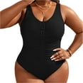 thumbnail image 1 of Enjoytime Bathing Suit for Women One Piece V-Neck Tummy Control Swimwear Ruched Backless Plus Size Swimsuit, 1 of 7