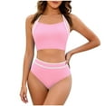thumbnail image 1 of Enjoytime Bathing Suit for Women Patchwork High Cut Tummy Control 2 Piece Swimsuit Wide Strap Modest Womens Bikini, 1 of 8