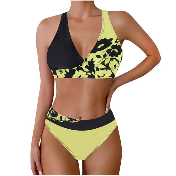 Enjoytime Bikini Sets for Women Cute Halter 2 Piece Bathing Suits for Women Modest Bikini Sets Plus Size Athletic Swimwear