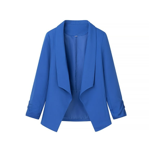 Enjoytime Blazers for Women Business Casual Solid Color Long Sleeve Suit Jacket Work Office Outerwear with Pockets Blue S