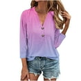 thumbnail image 1 of Enjoytime Blouse Tops for Women Gradient Color V Neck Button Down Blouses Lounge Baggy Tunics Business Work Pullover Women's Shirts Tops, 1 of 5