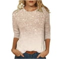 thumbnail image 1 of Enjoytime Blouses for Women Casual Oversized 3/4 Sleeve Tops for Women Sequin Printed Crewneck Pullover Loose Fit Shirts, 1 of 5