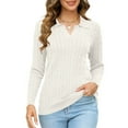thumbnail image 1 of Enjoytime Blouses for Women Casual Solid Color Pleated V-Neck Long Sleeve Shirts Trendy Business Work Plus Size Tops White XXL, 1 of 7