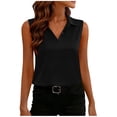 thumbnail image 1 of Enjoytime Blouses for Women Dressy Casual Lapel Button Sleeveless Tank Tops Summer Solid Color Fashion Business Work Shirts Black S, 1 of 8