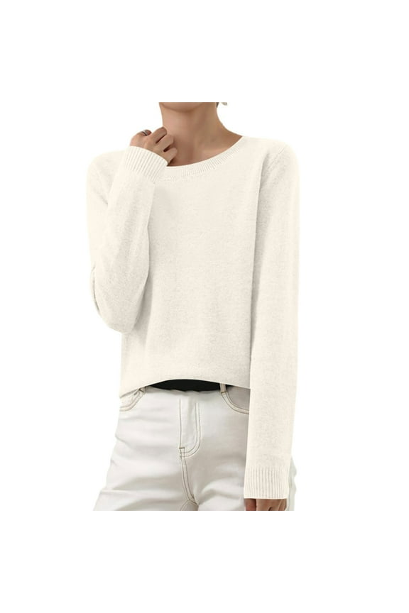 Blouses for Women Fal Winter Solid Color Crewneck Knitted Long Sleeve Tops Plus Size Fashion Casual Shirts