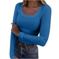 thumbnail image 1 of Enjoytime Blouses for Women Solid Color Crewneck Long Sleeve Shirts Plus Size Fashion Business Casual Tops Blue XXXL, 1 of 7