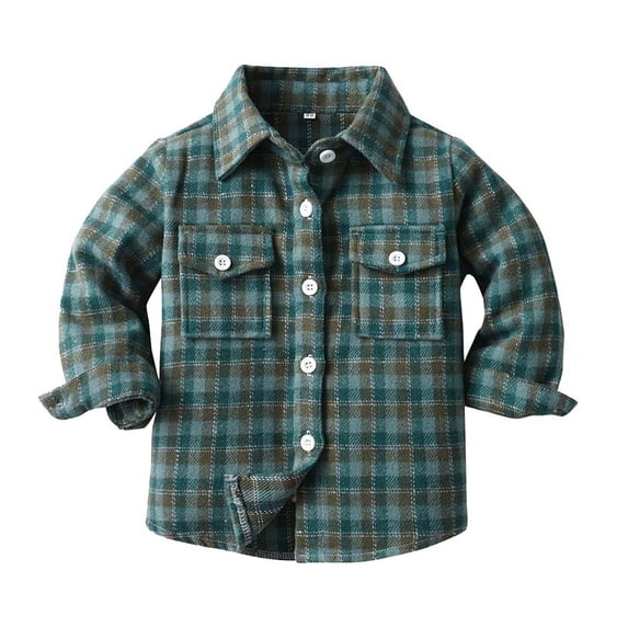 Enjoytime Boys Button Down Shirts Long Sleeve Plaid Printed Cotton Spring Fall Shirt Casual Outwear Baby Jacket Tops 3 Months-10 Years