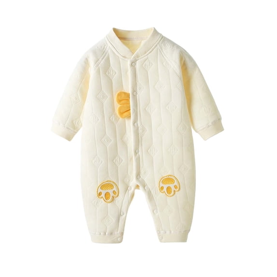 Enjoytime Boys Girls Romper Printed Button Down Long Sleeve Baby Infant Bodysuit Cotton Soft Newborn Unisex Jumpsuit