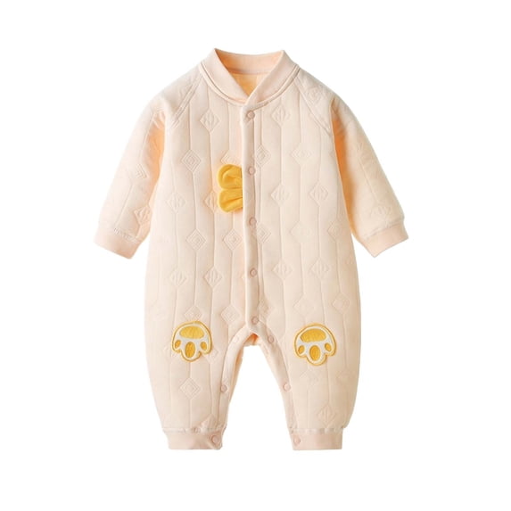 Enjoytime Boys Girls Romper Printed Button Down Long Sleeve Baby Infant Bodysuit Cotton Soft Newborn Unisex Jumpsuit