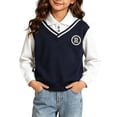 thumbnail image 1 of Enjoytime Boys Girls Sweatshirt Patchwork Collared Long Sleeve Pullover Tops Striped Layered Casual Kids Clothes, 1 of 6
