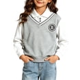 thumbnail image 1 of Enjoytime Boys Girls Sweatshirt Patchwork Collared Long Sleeve Pullover Tops Striped Layered Casual Kids Clothes, 1 of 6